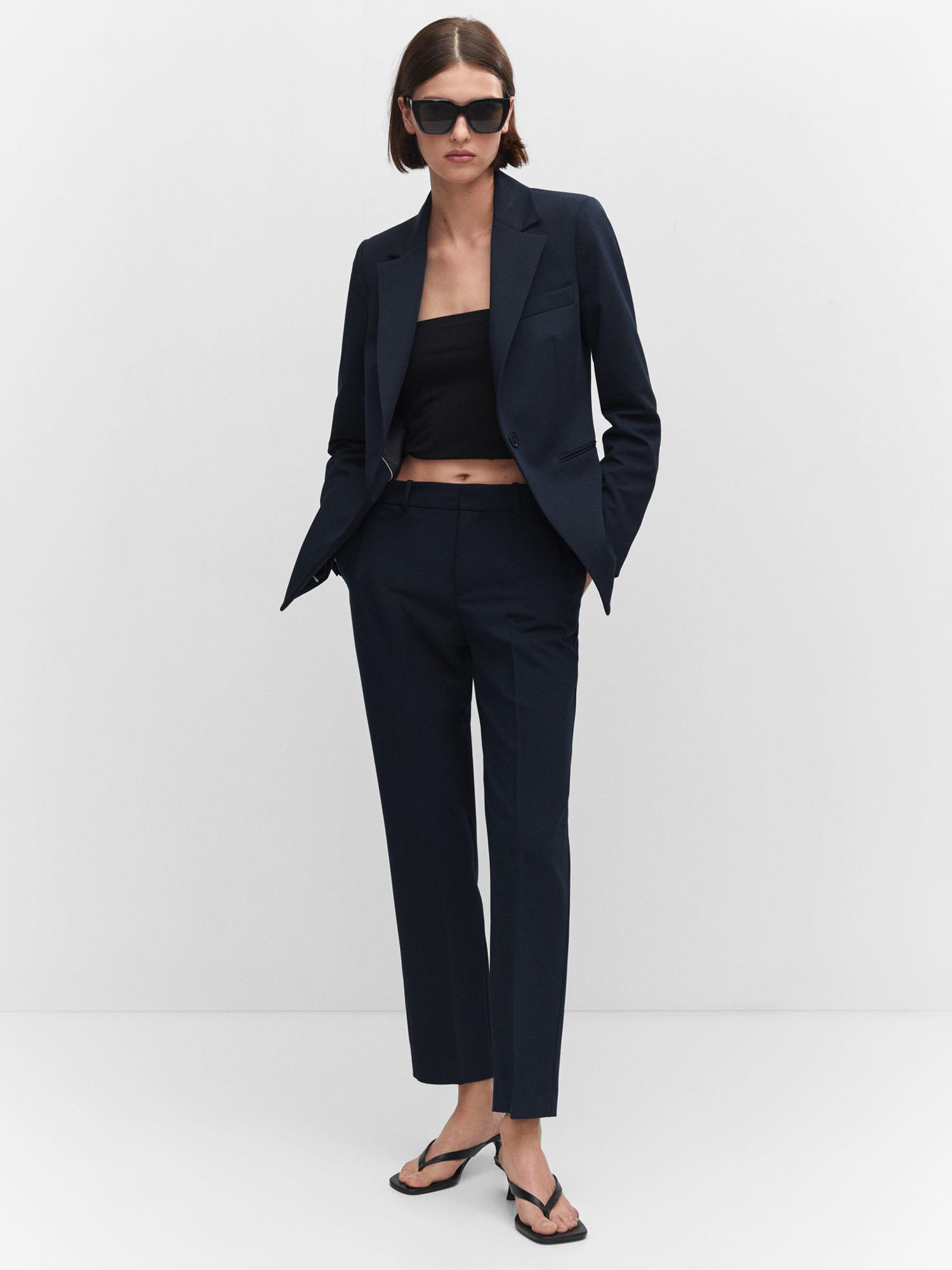 Mango Boreal Trousers, Navy at John Lewis & Partners