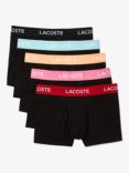 Lacoste Contrast Waistband Trunks, Pack of 5, Black/Multi