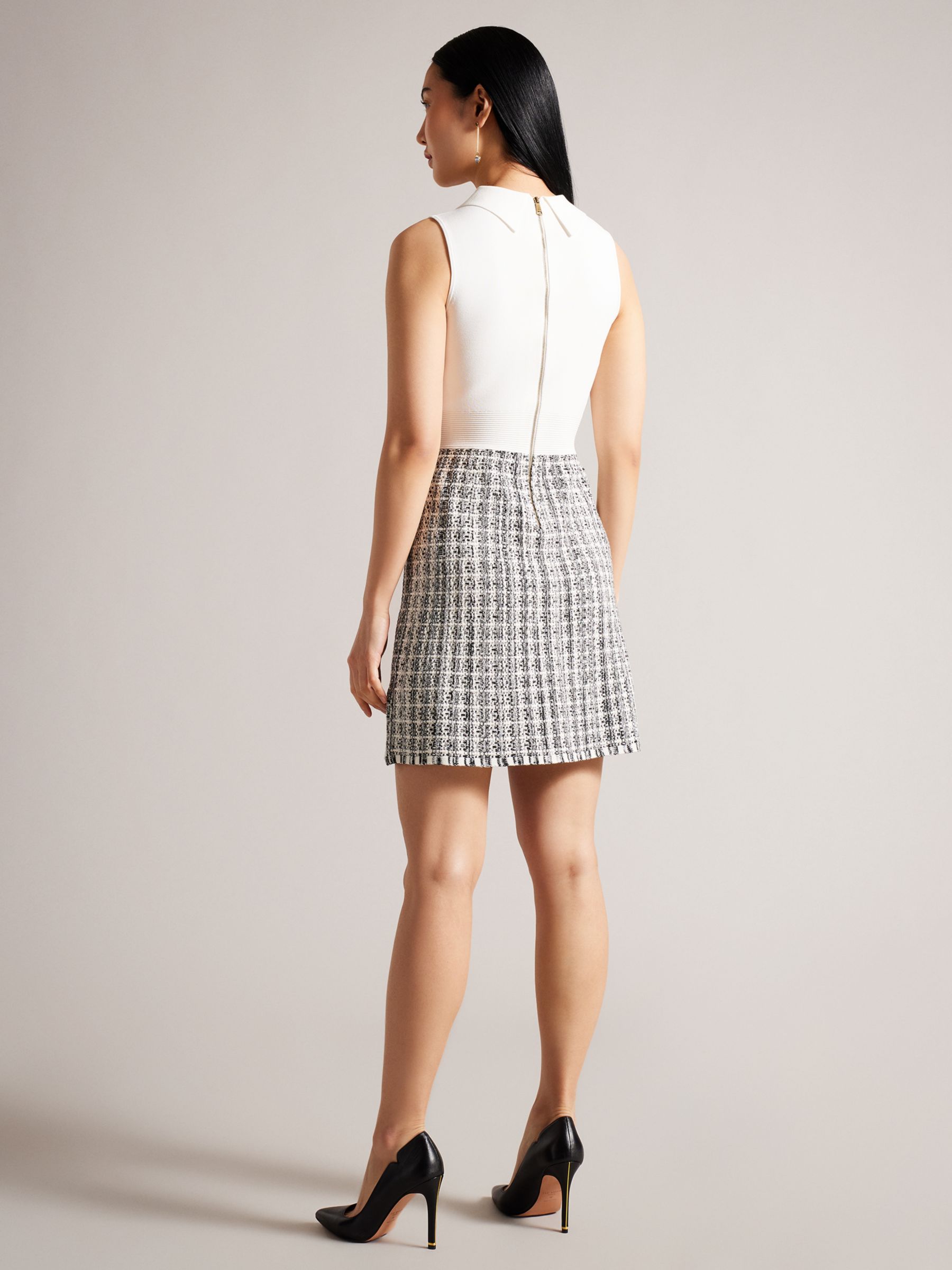 Ted Baker Diveena Knit Bodice Shift Dress, White/Multi at John Lewis ...