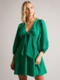 Ted Baker Jozelyn Tie Front Mini Dress, Green