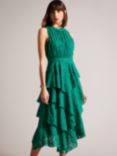 Ted Baker Floryah Embroidered Tiered Midi Dress, Green