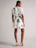 Ted Baker Jaliyaa V-Neck Waisted Mini Dress, White/Multi