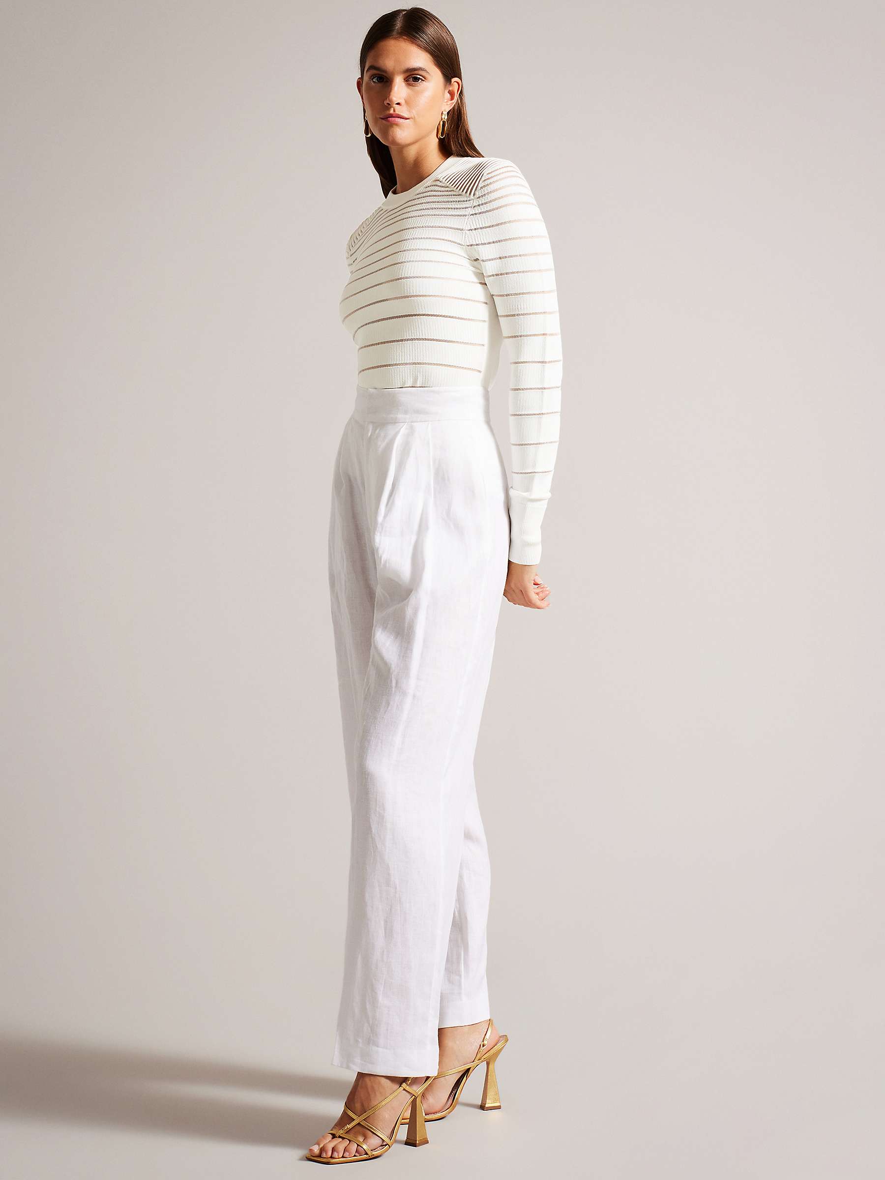 Buy Ted Baker Beccar Crew Neck Jumper, White Online at johnlewis.com