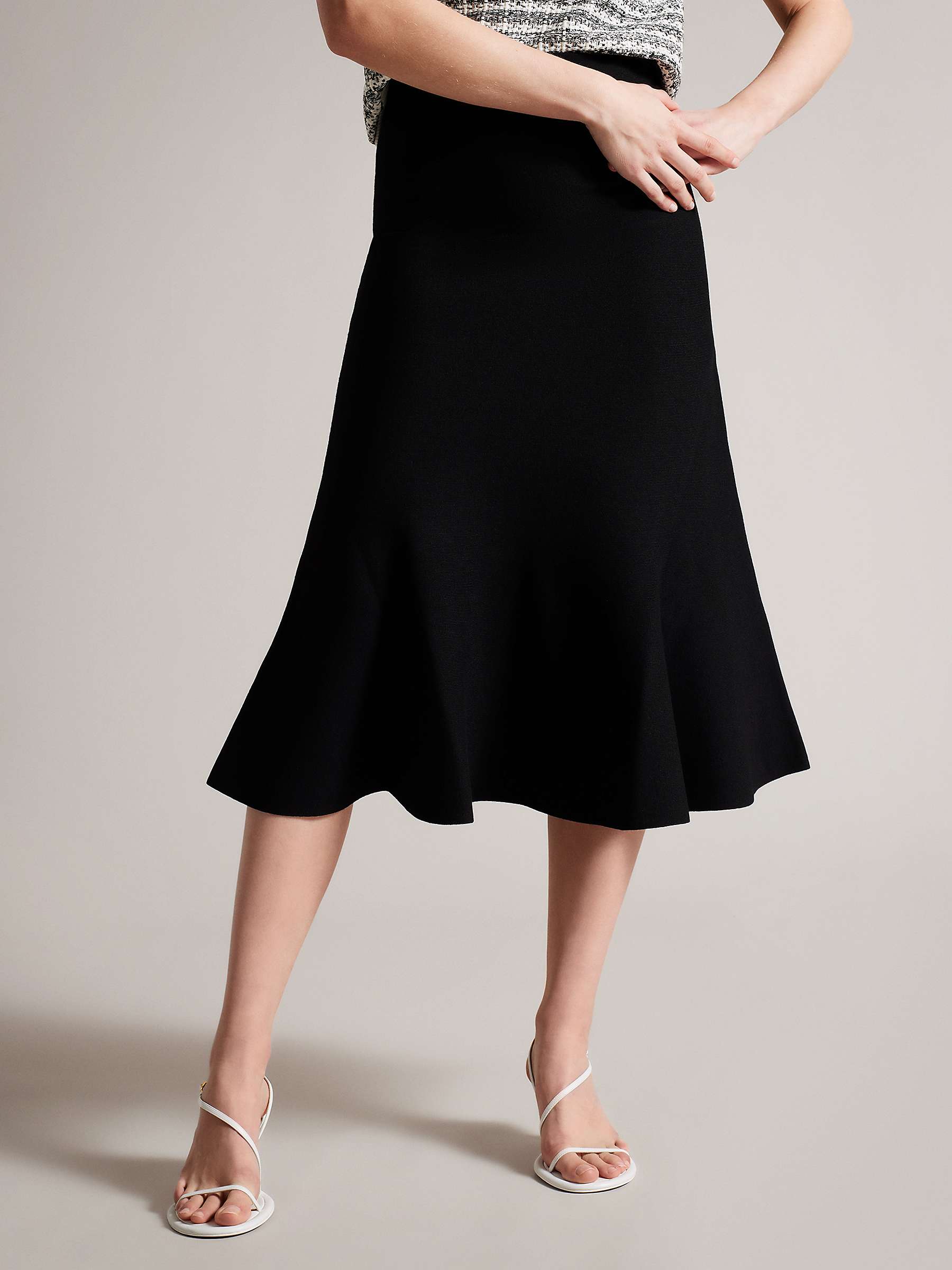 Buy Ted Baker Oliviay A Line Knitted Midi Skirt, Black Online at johnlewis.com