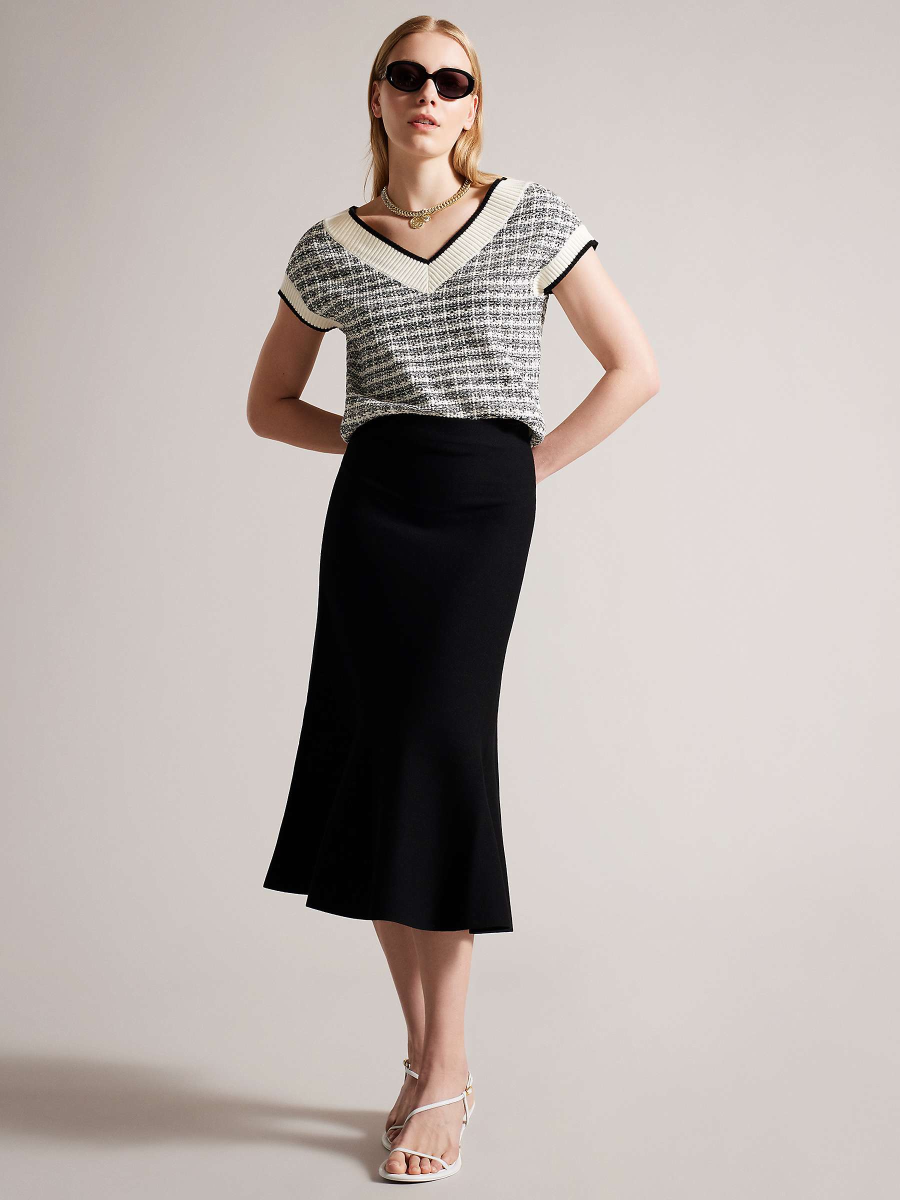 Buy Ted Baker Oliviay A Line Knitted Midi Skirt, Black Online at johnlewis.com