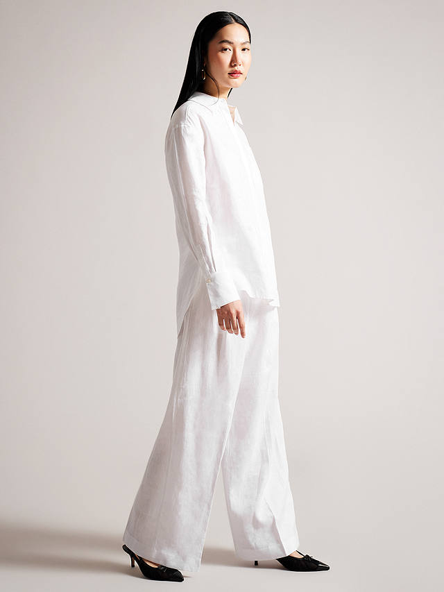 Ted Baker Dorahh Longline Linen Shirt, White