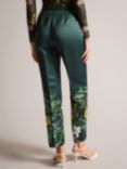Ted Baker Aikaat Printed Narrow Peg Trousers, Dark Green/Multi