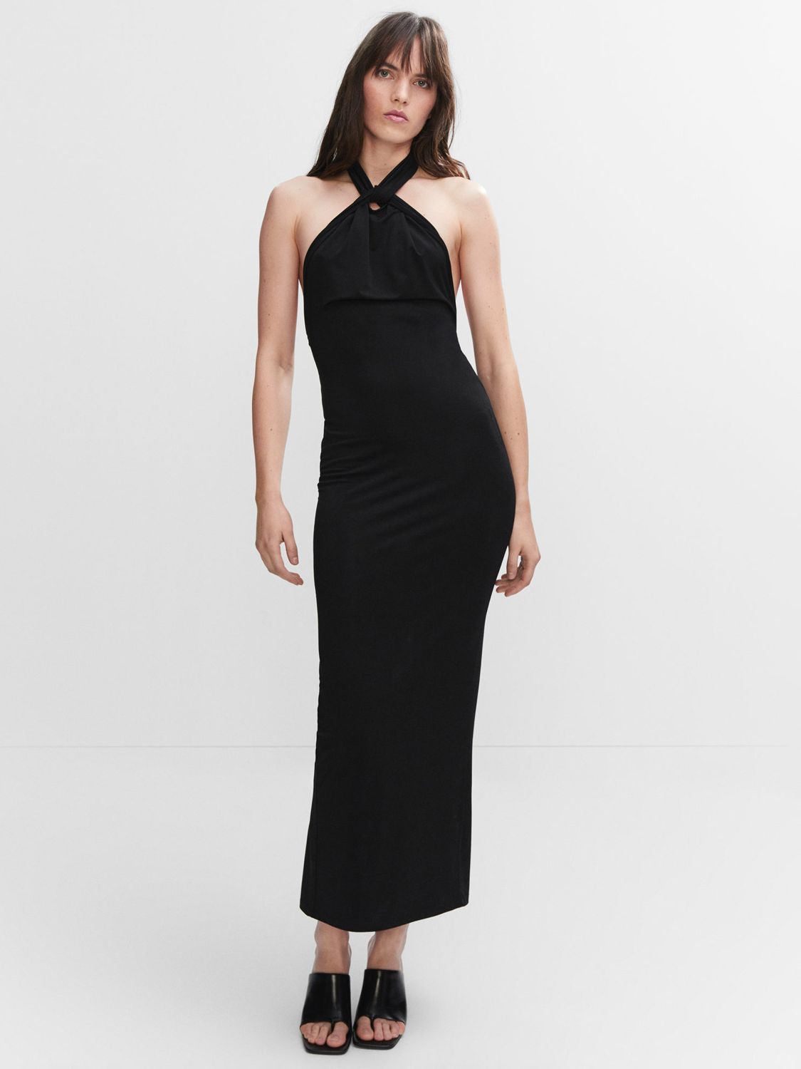 Mango Filame Halterneck Dress, Black