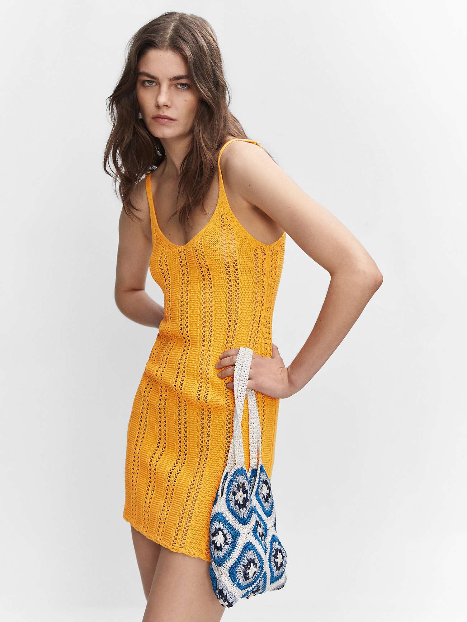 Buy Mango Cari Textured Mini Dress, Medium Yellow Online at johnlewis.com