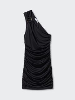 Mango Eins Asymmetric Mini Dress, Black, 6