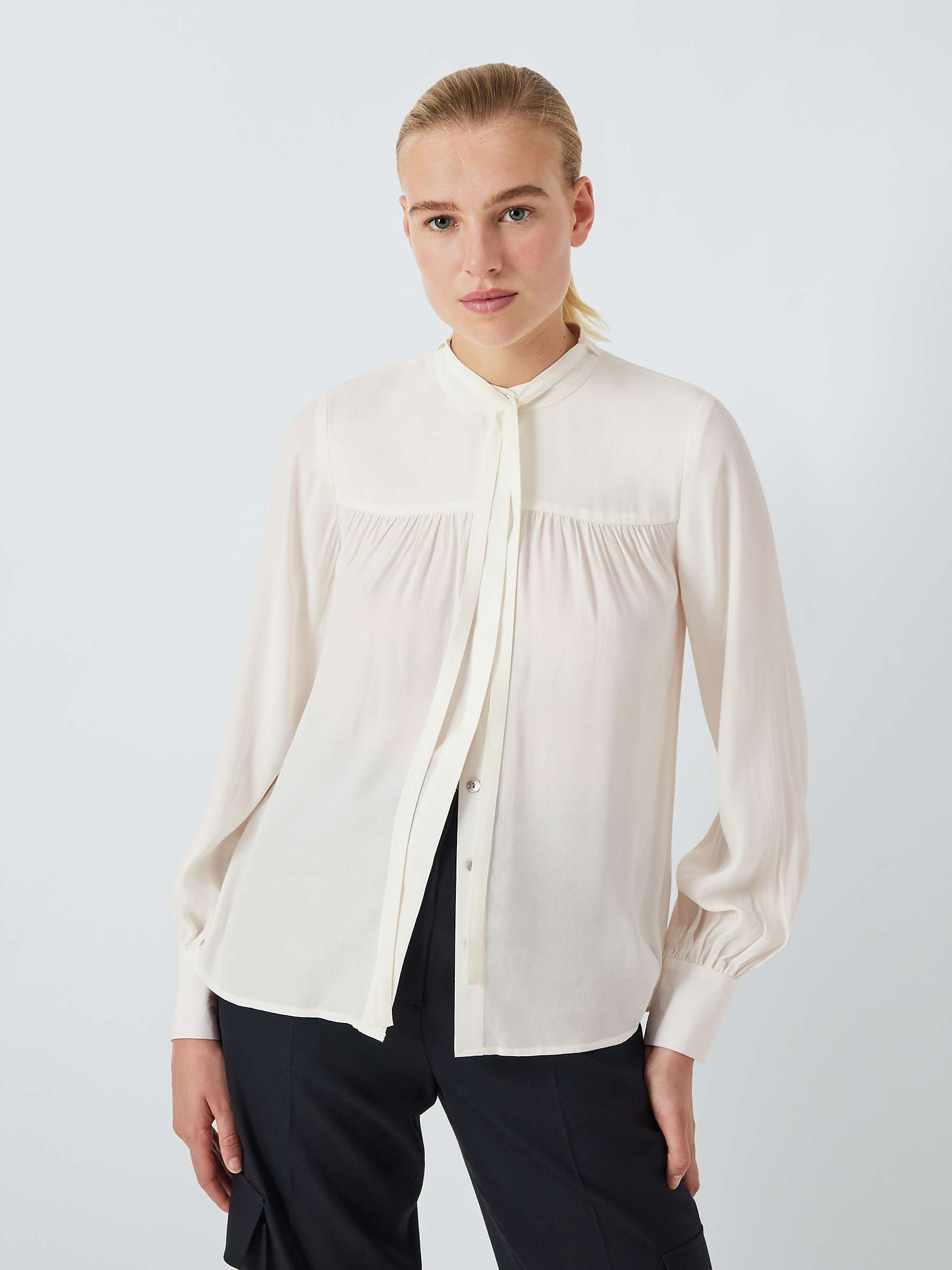 Buy John Lewis Button Through Opaque Blouse, Off White Online at johnlewis.com