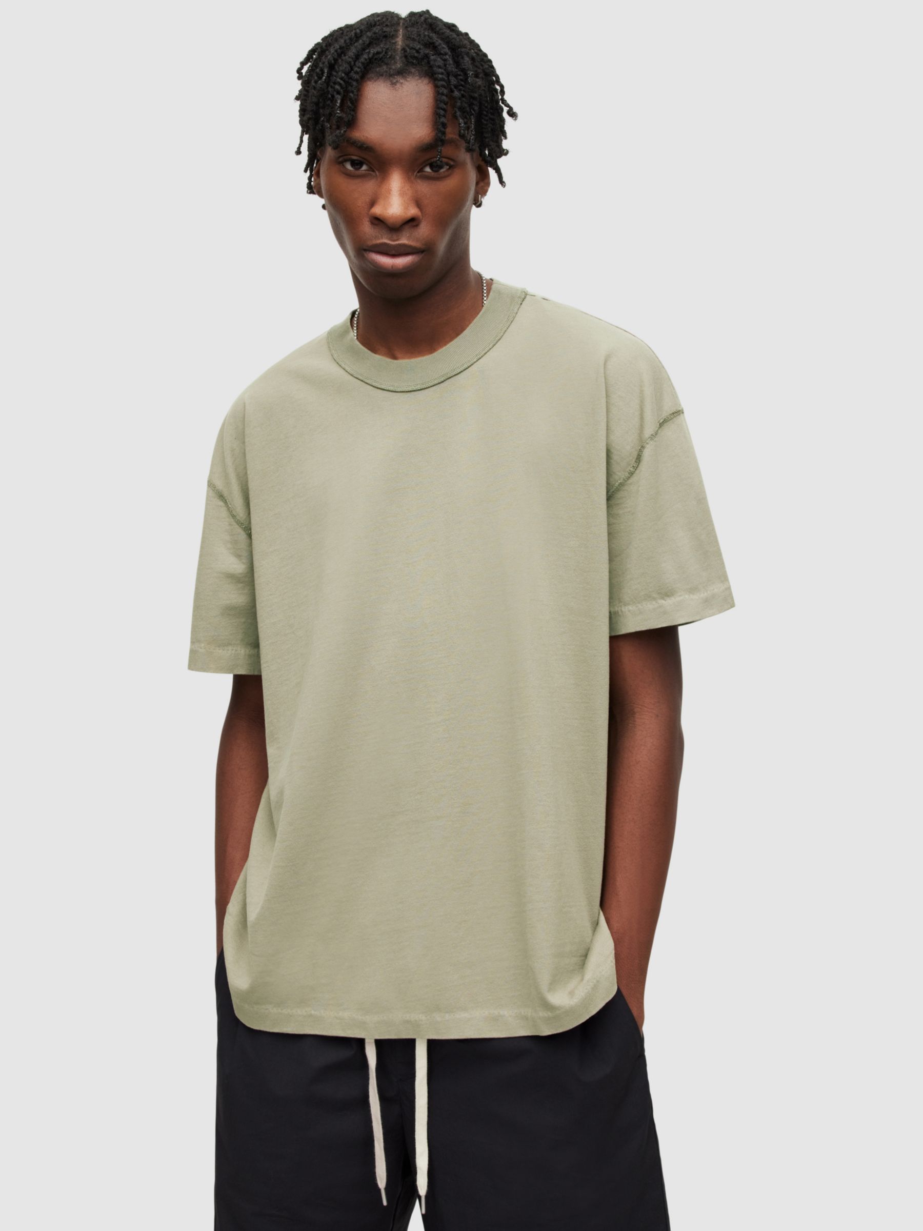 AllSaints Isac Short Sleeve Crew Neck T-Shirt, Leaf Green, XS