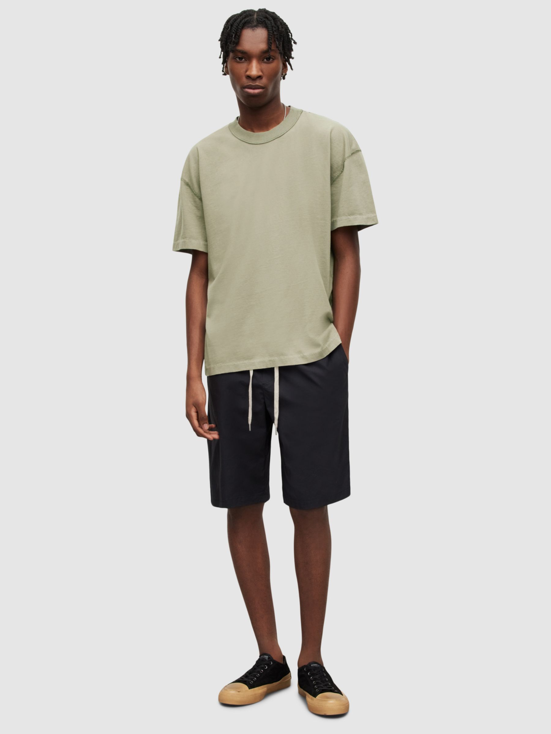AllSaints Isac Short Sleeve Crew Neck T-Shirt, Leaf Green, XS