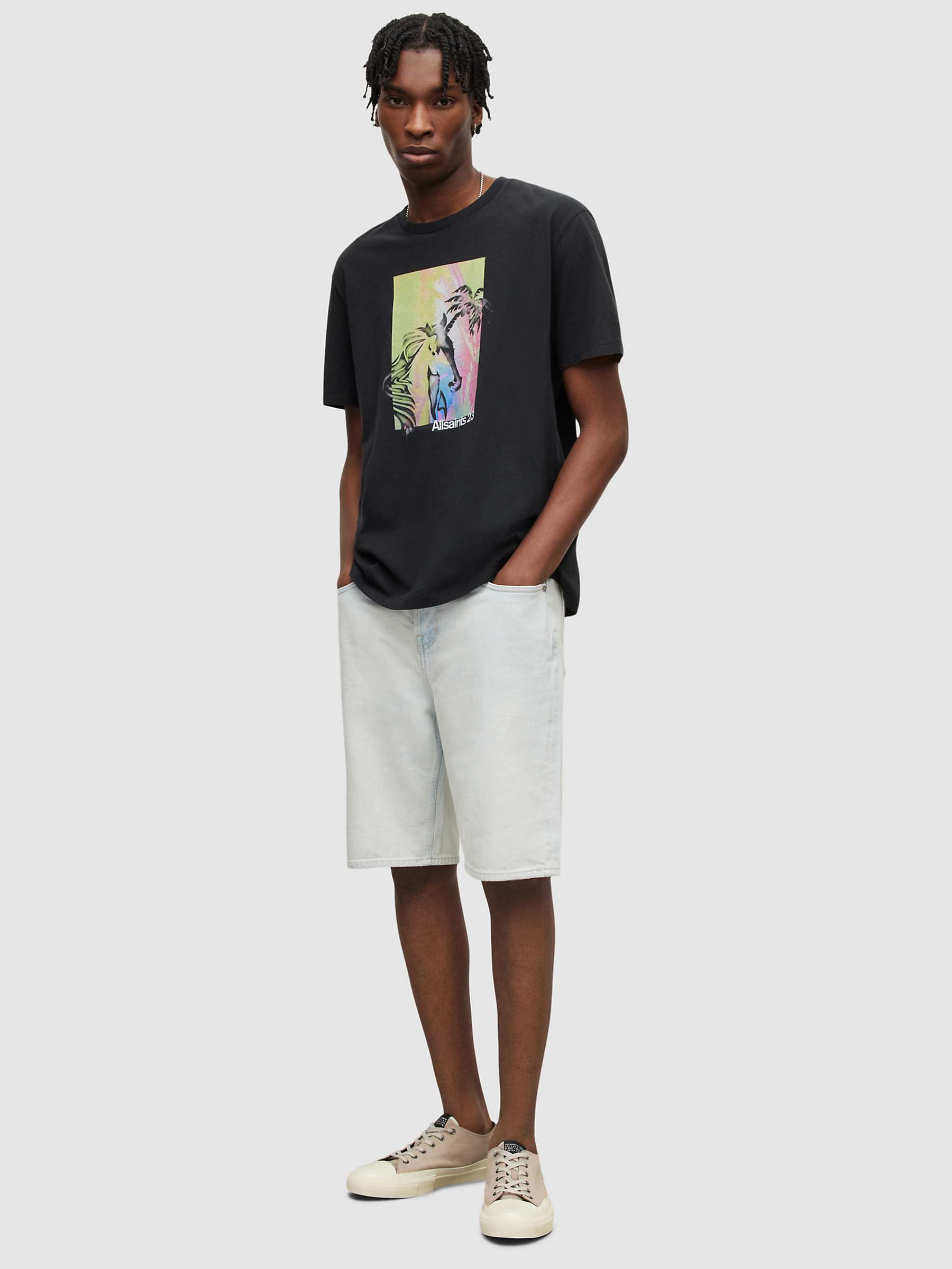 AllSaints Lysergia Short Sleeve Crew T-Shirt, Black/Multi at John Lewis ...