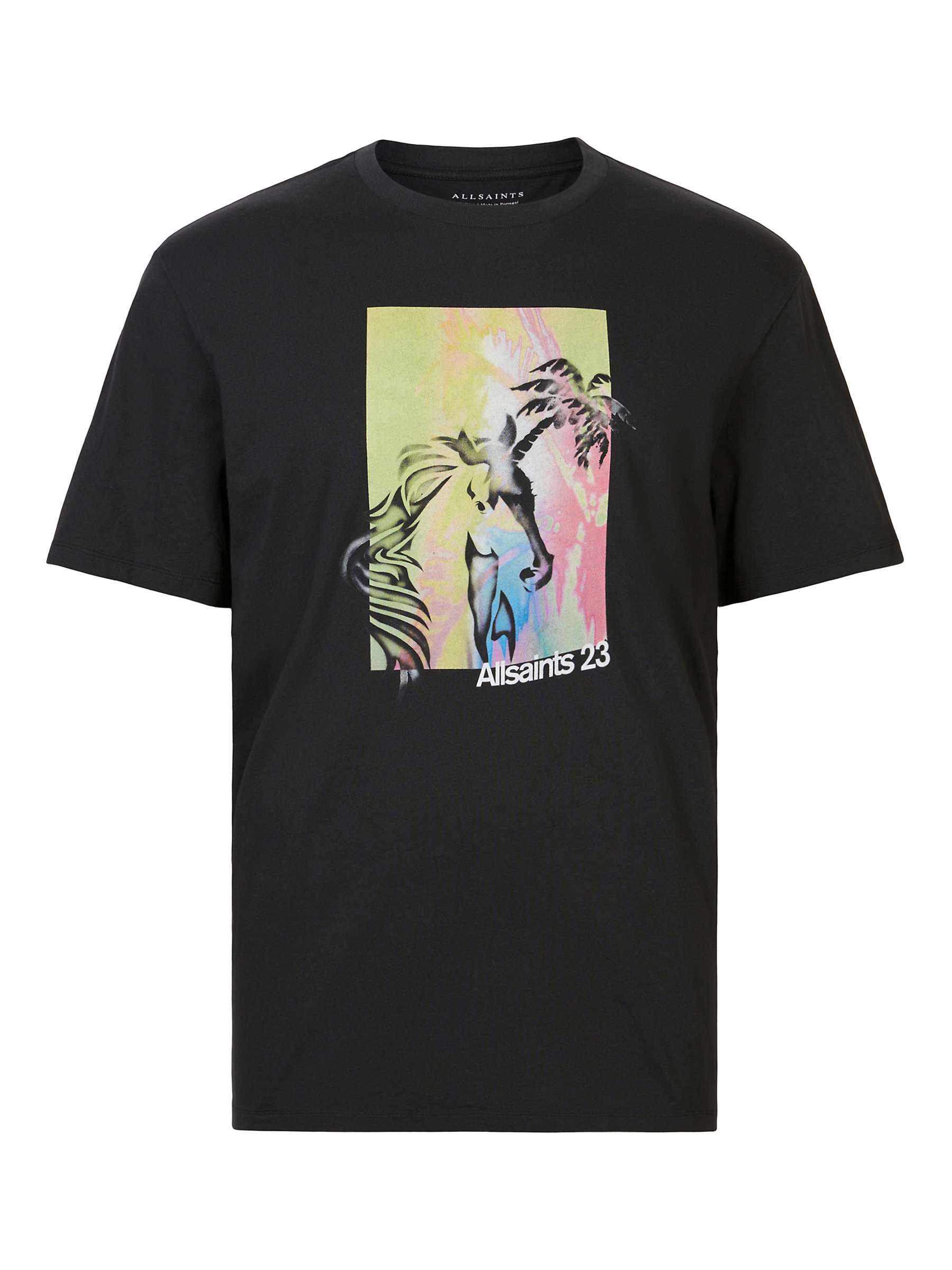 Buy AllSaints Lysergia Short Sleeve Crew T-Shirt, Black/Multi Online at johnlewis.com