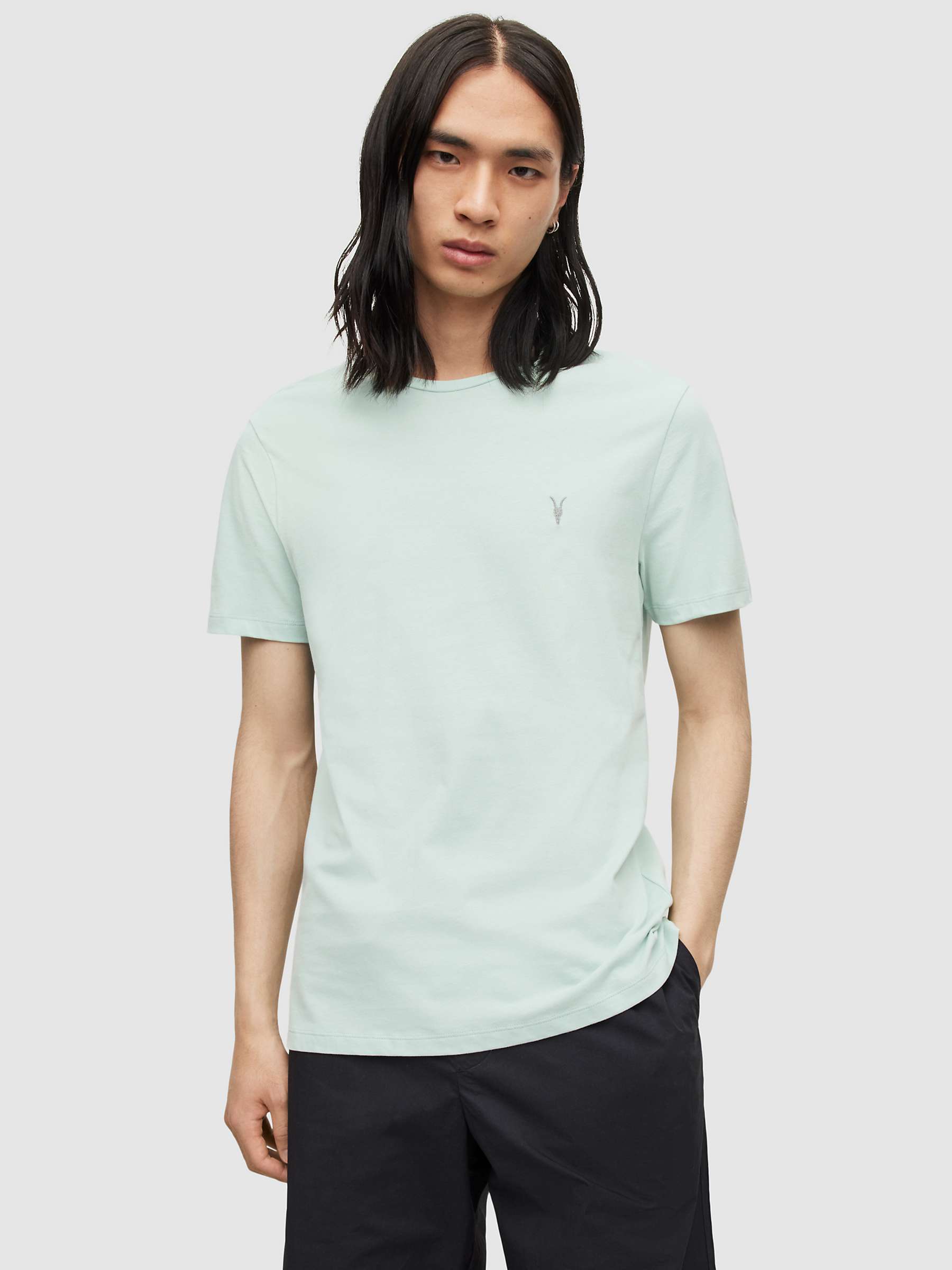 Buy AllSaints Brace Crew Neck T-Shirt, Calcite Green Online at johnlewis.com