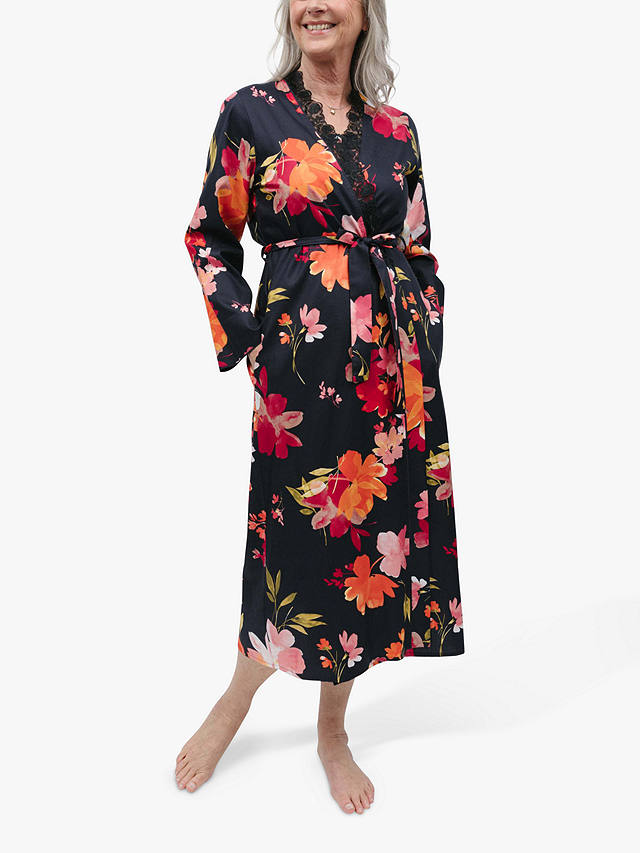 Nora Rose by Cyberjammies Winne Floral Dressing Gown, Black