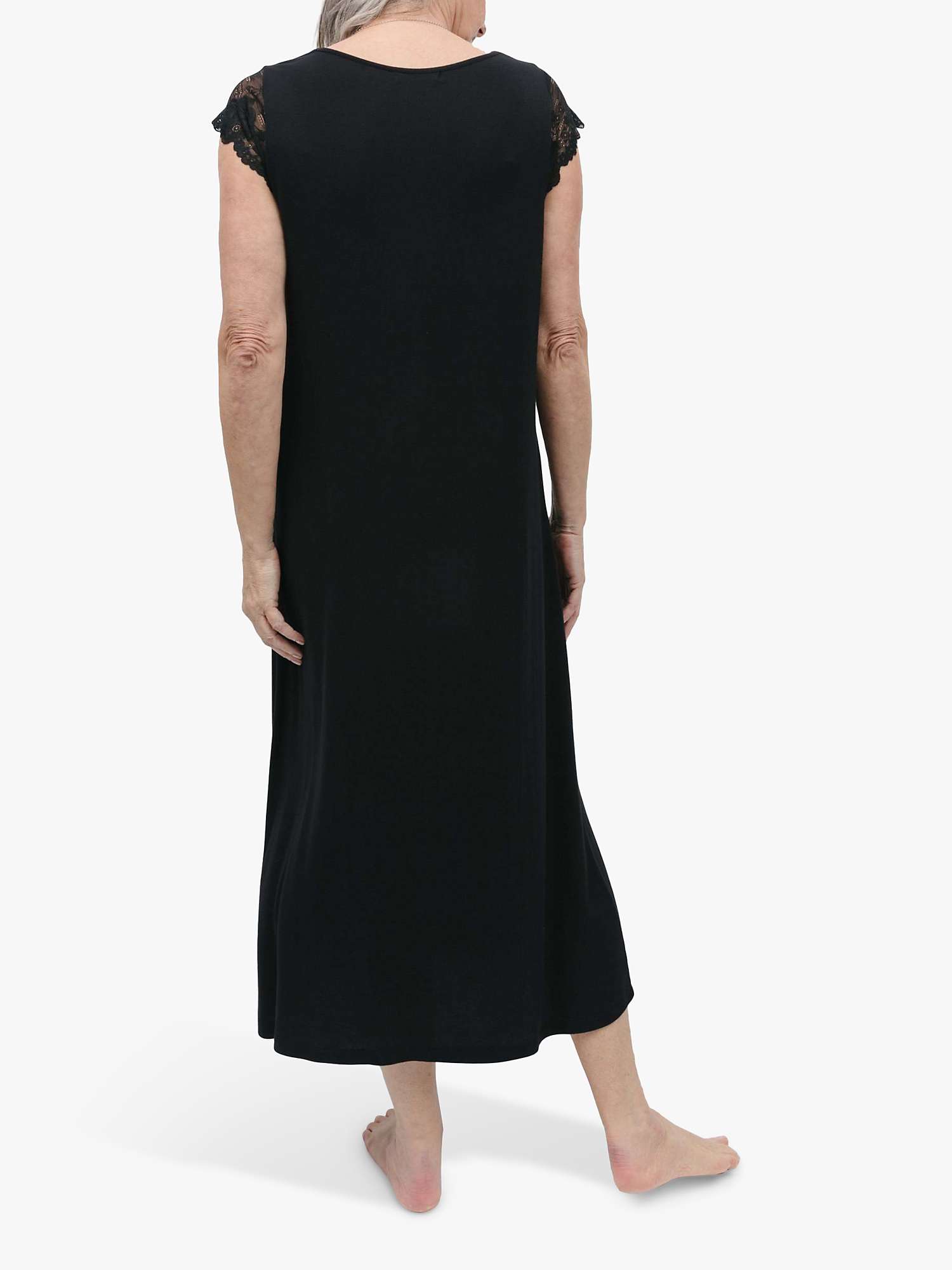 Buy Nora Rose by Cyberjammies Winnie Lace Detail Jersey Nightdress, Black Online at johnlewis.com