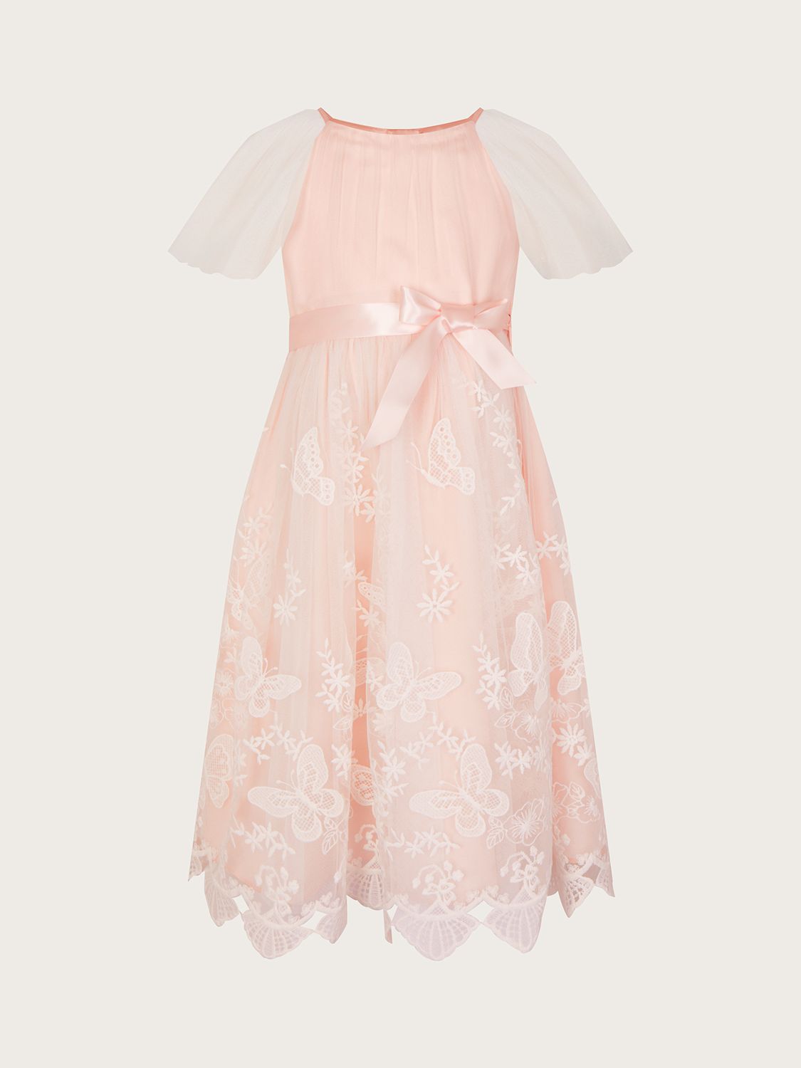 Monsoon Kids' May Butterfly Lace Border Dress, Pink at John Lewis ...