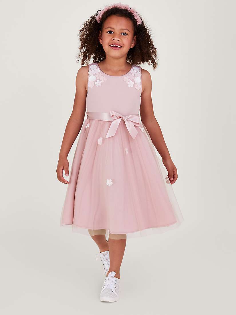 Buy Monsoon Kids' Layla Embellished 3D Scuba Dress, Pink Online at johnlewis.com