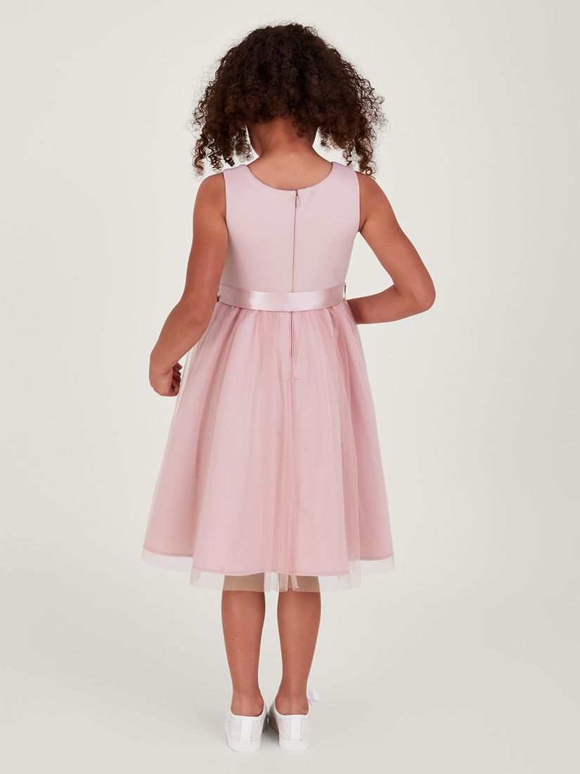 Monsoon Kids' Layla Embellished 3D Scuba Dress, Pink, 6 years