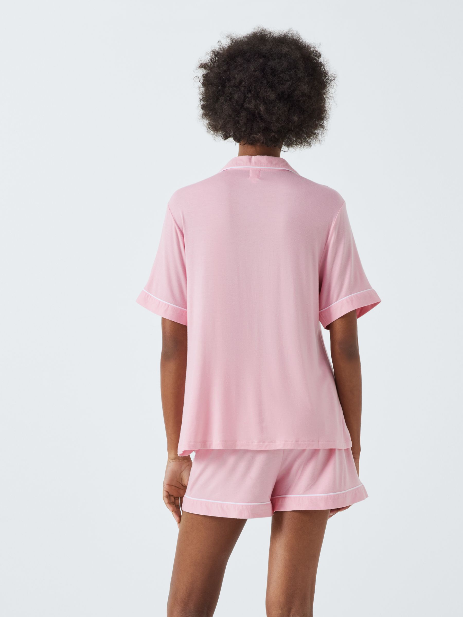 John Lewis Aria Shirt Shorty Pyjama Set, Blush, 12