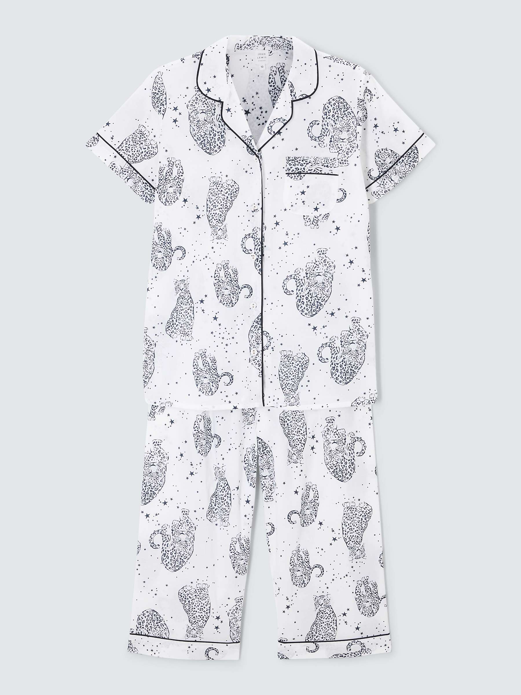 Buy John Lewis Kendra Leopard Shirt Short Pyjama Set, Ivory/Navy Online at johnlewis.com