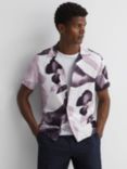 Reiss Howe Floral Print Short Sleeve Shirt, Grey/Multi