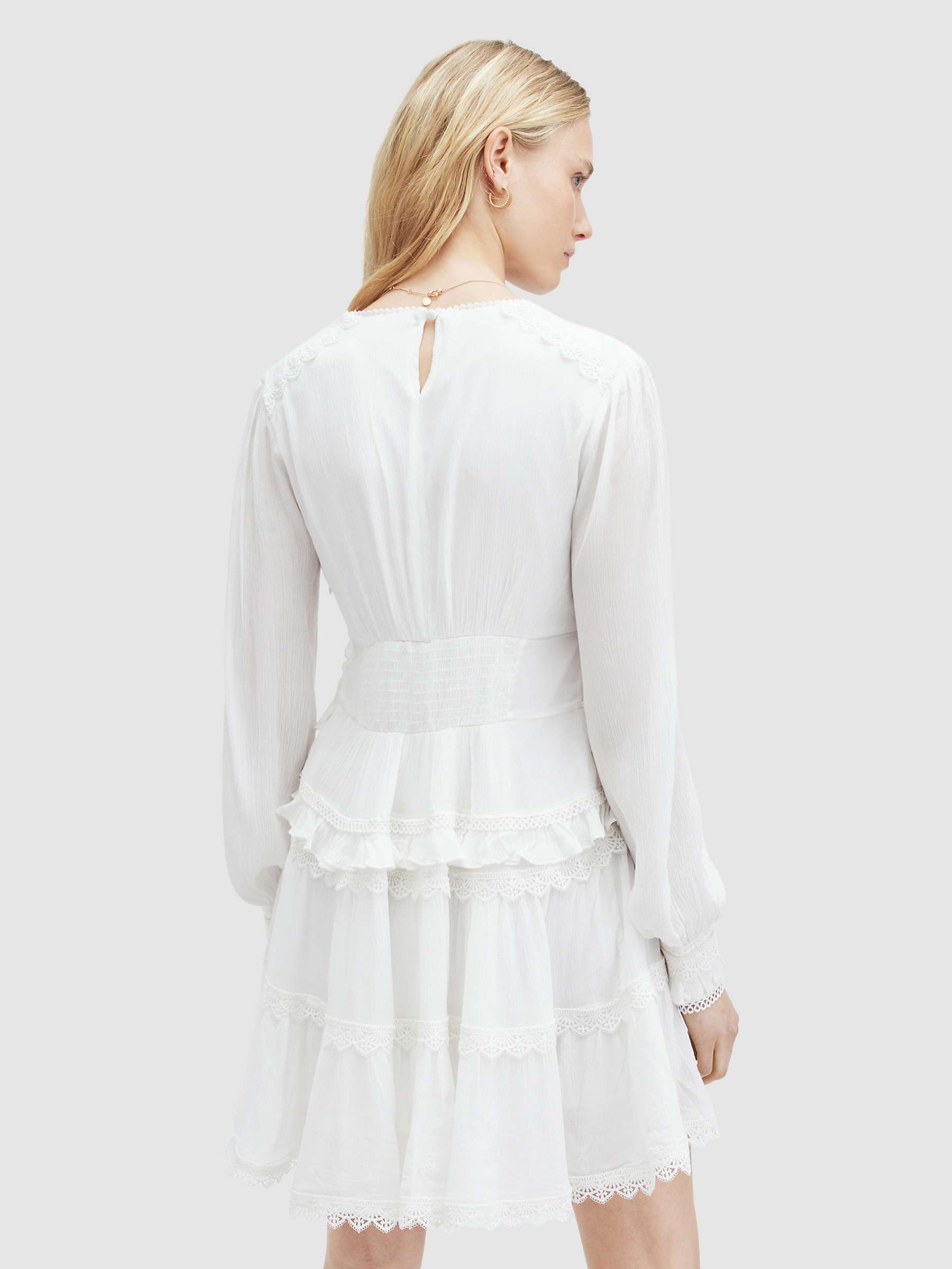 Buy AllSaints Zora Lace Trim Tiered Mini Dress Online at johnlewis.com