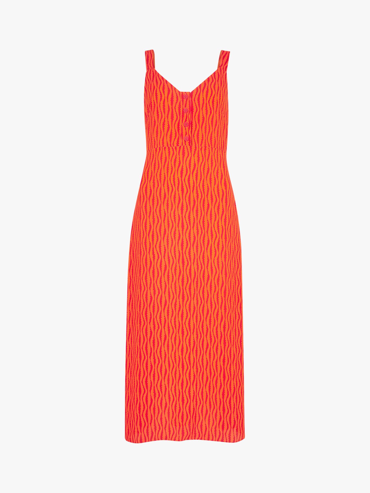 Whistles Andie Optical Rope Print Midi Dress, Red/Multi