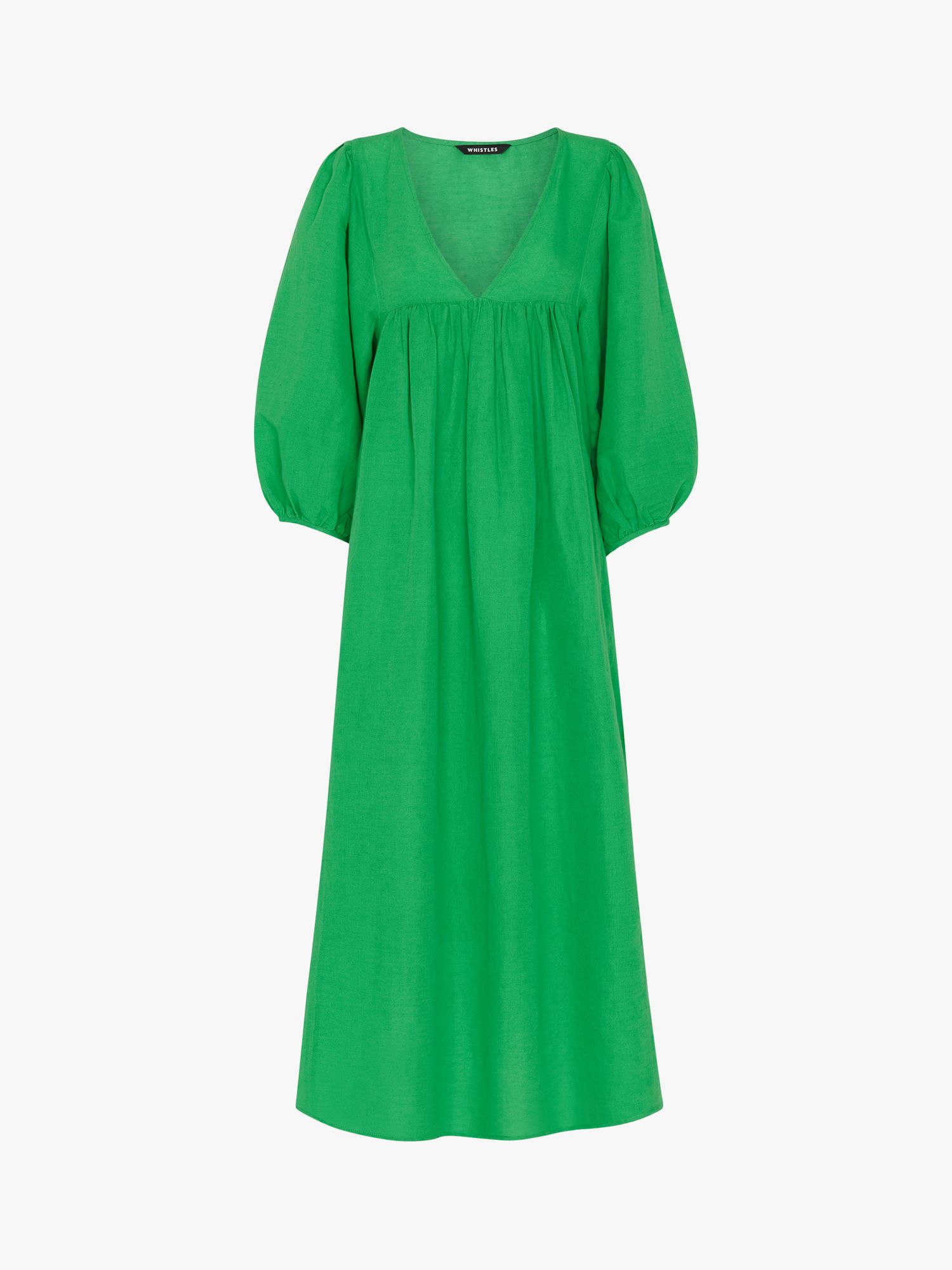 Buy Whistles Gloria Linen Blend Midi Dress, Green Online at johnlewis.com