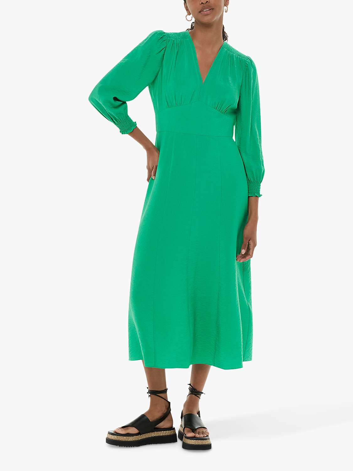 Buy Whistles Sula Midi Dress, Green Online at johnlewis.com