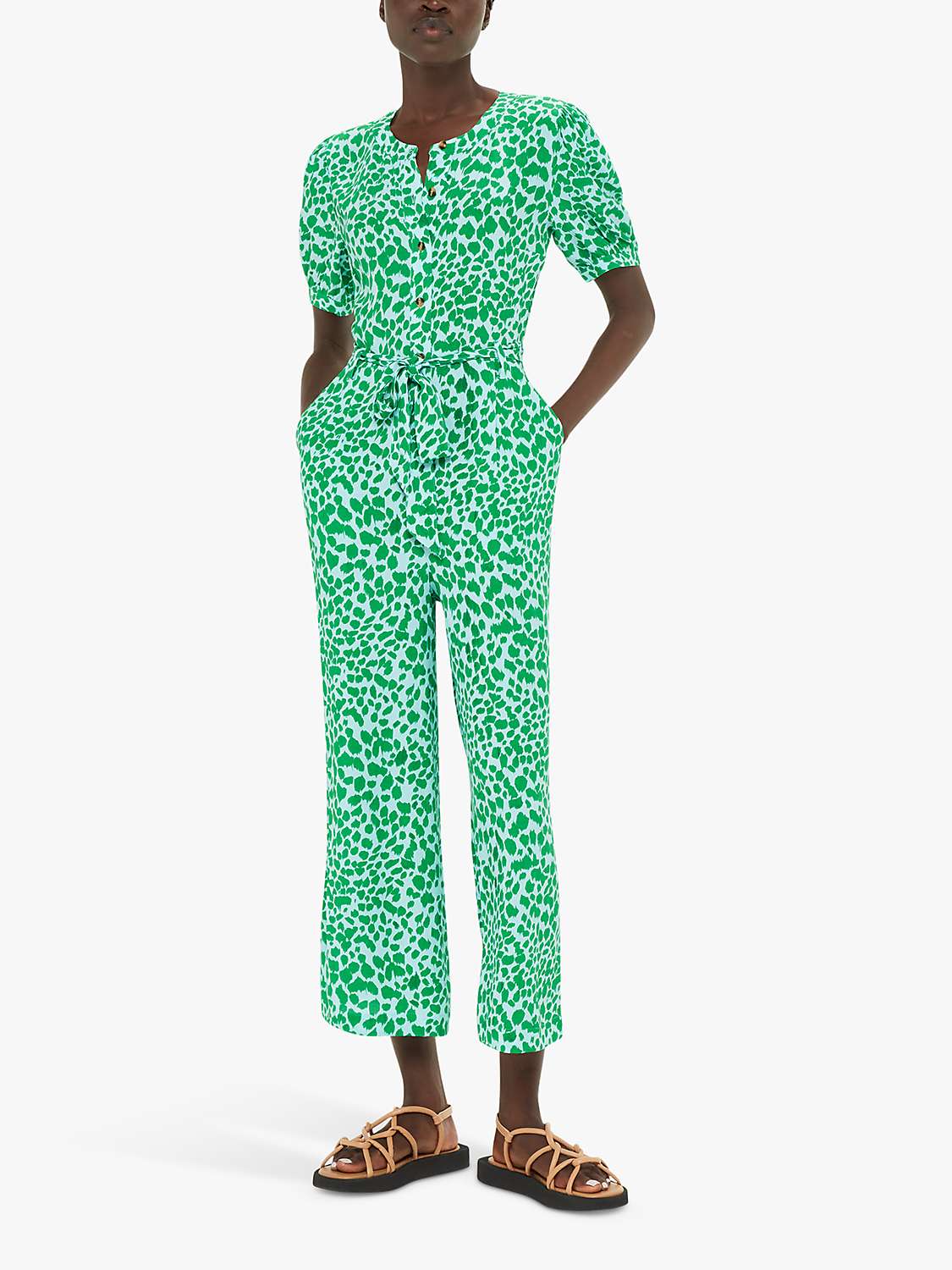 Buy Whistles Smooth Leopard Jumpsuit, Green/Multi Online at johnlewis.com