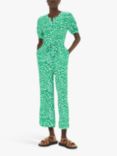 Whistles Smooth Leopard Jumpsuit, Green/Multi, Green/Multi