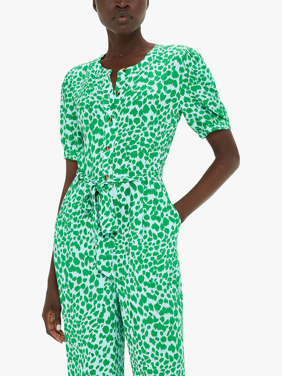 Buy Whistles Smooth Leopard Jumpsuit, Green/Multi Online at johnlewis.com