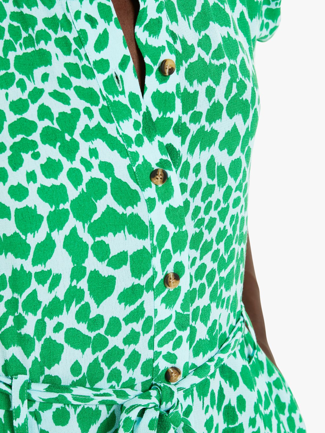 Whistles Smooth Leopard Jumpsuit, Green/Multi, 20