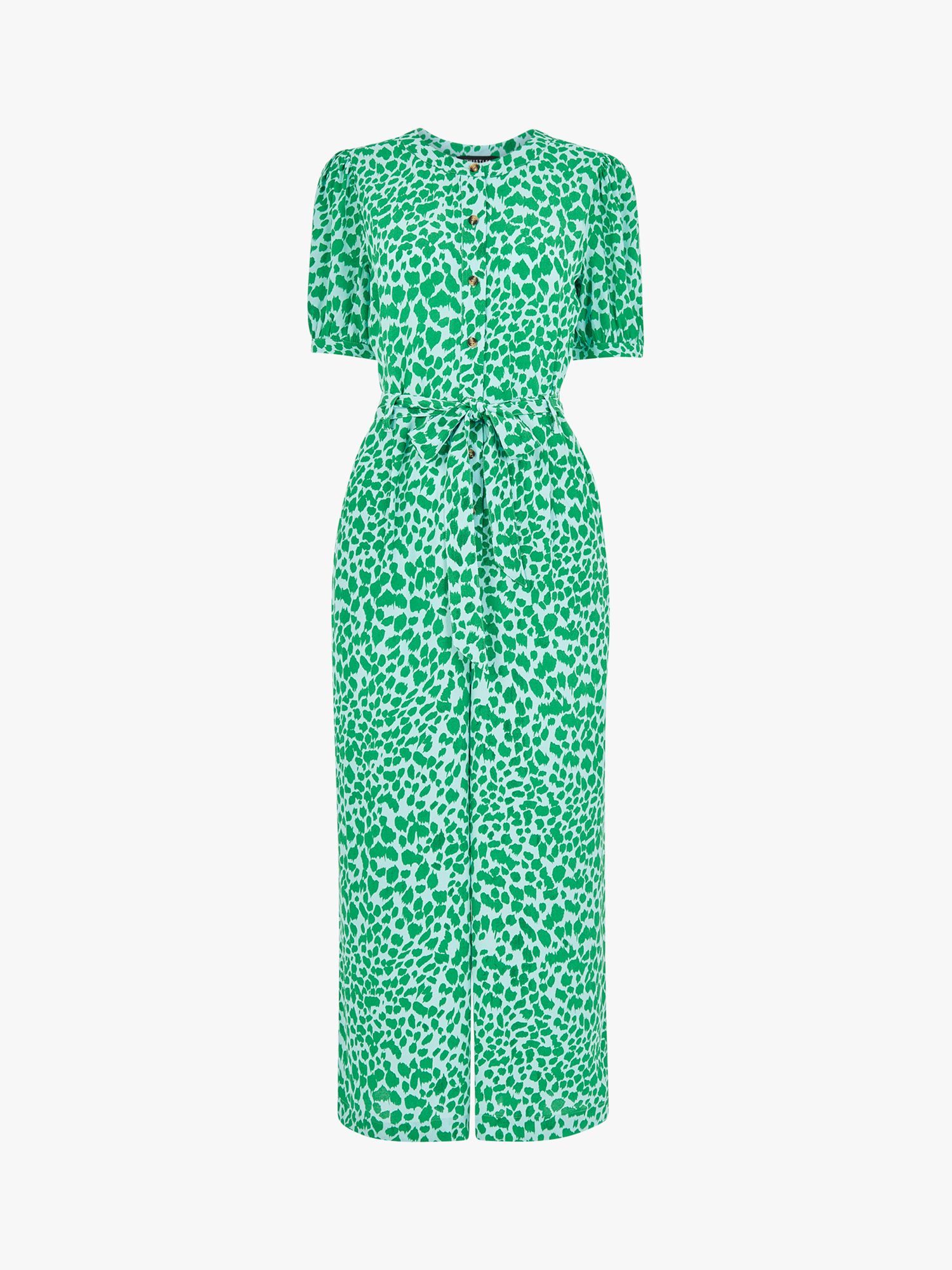 Whistles Smooth Leopard Jumpsuit, Green/Multi at John Lewis & Partners