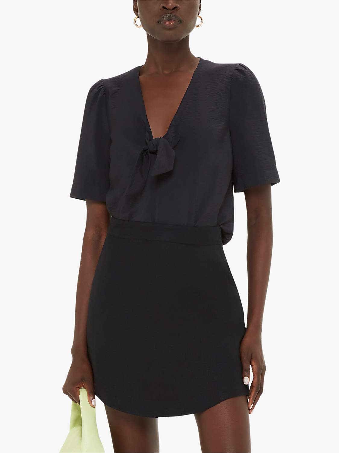 Buy Whistles Nicola Bow Front Top, Black Online at johnlewis.com