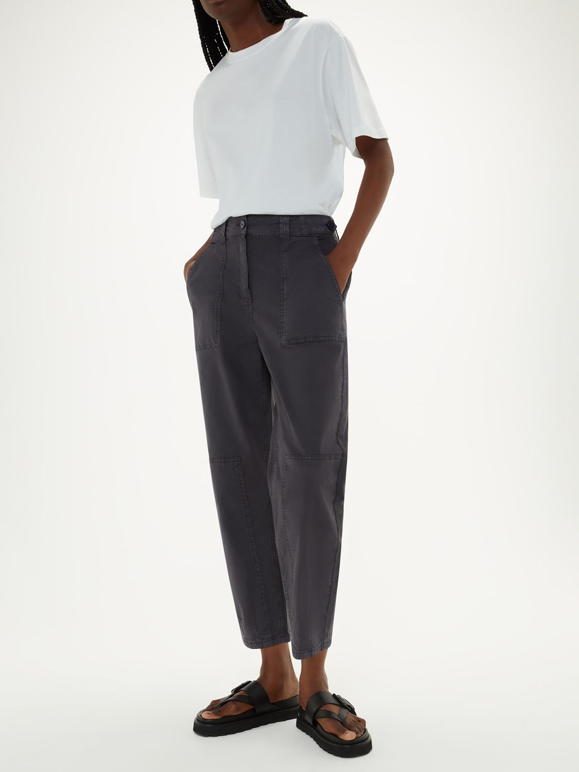 Whistles Alice Pocket Detail Casual Trousers, Navy at John Lewis & Partners