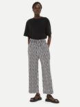 Whistles Petite Optical Rope Print Cropped Trousers, Black/White
