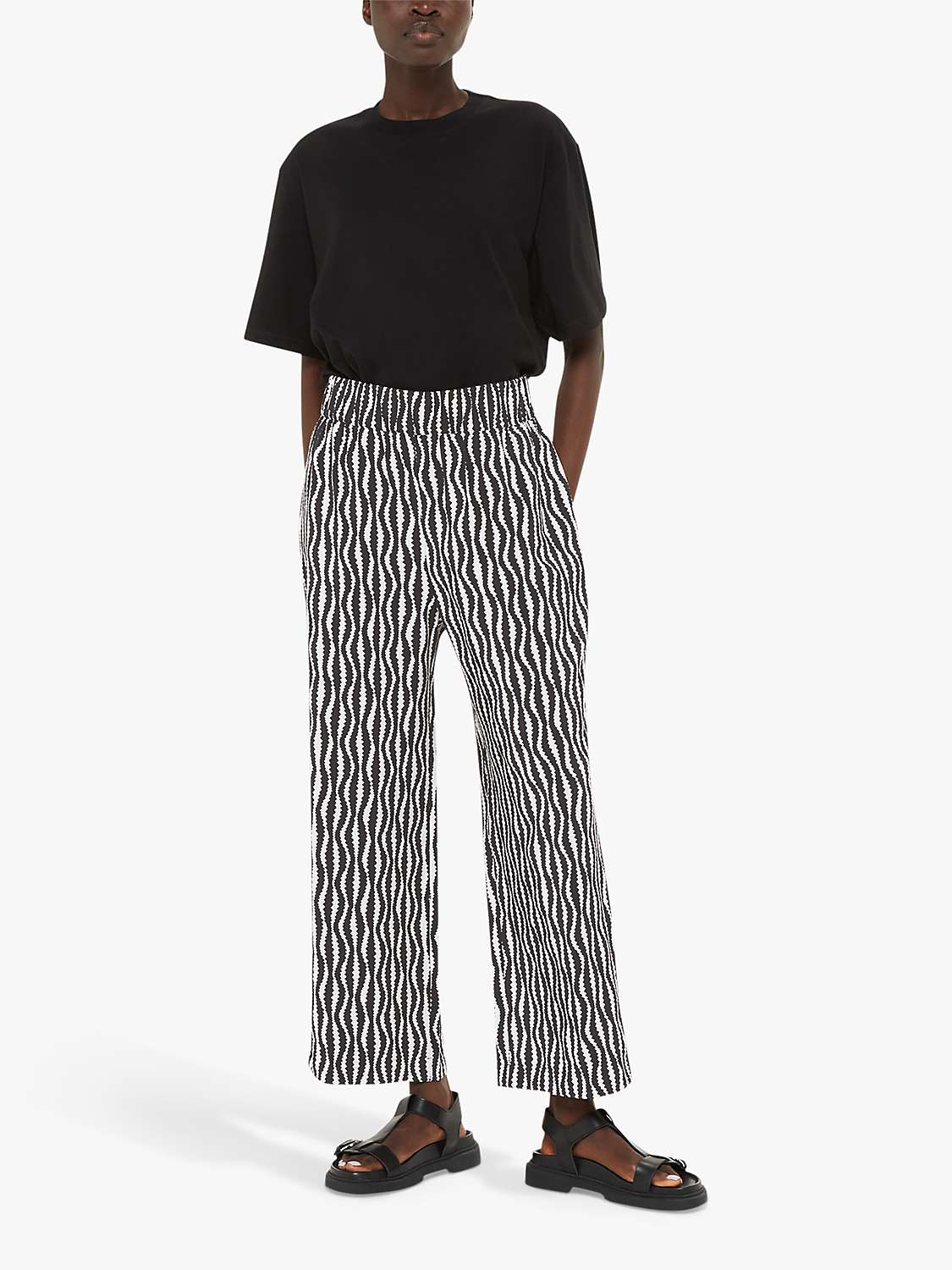 Buy Whistles Optical Rope Cropped Trousers, Black/White Online at johnlewis.com