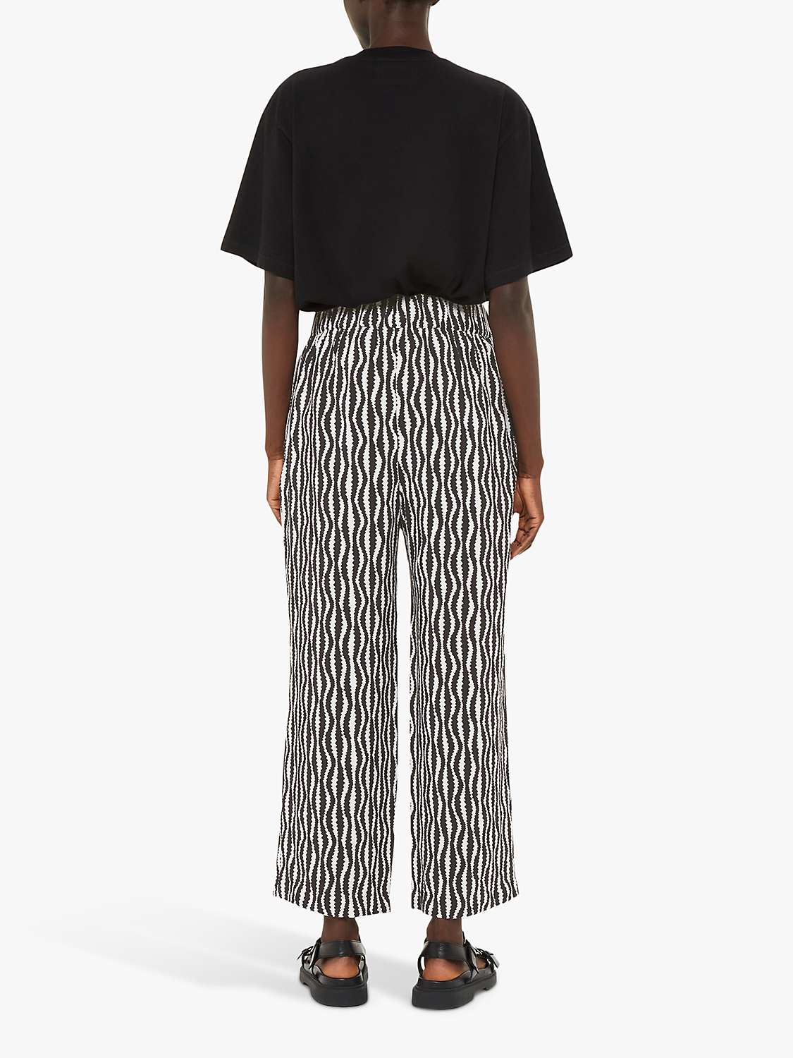 Buy Whistles Optical Rope Cropped Trousers, Black/White Online at johnlewis.com