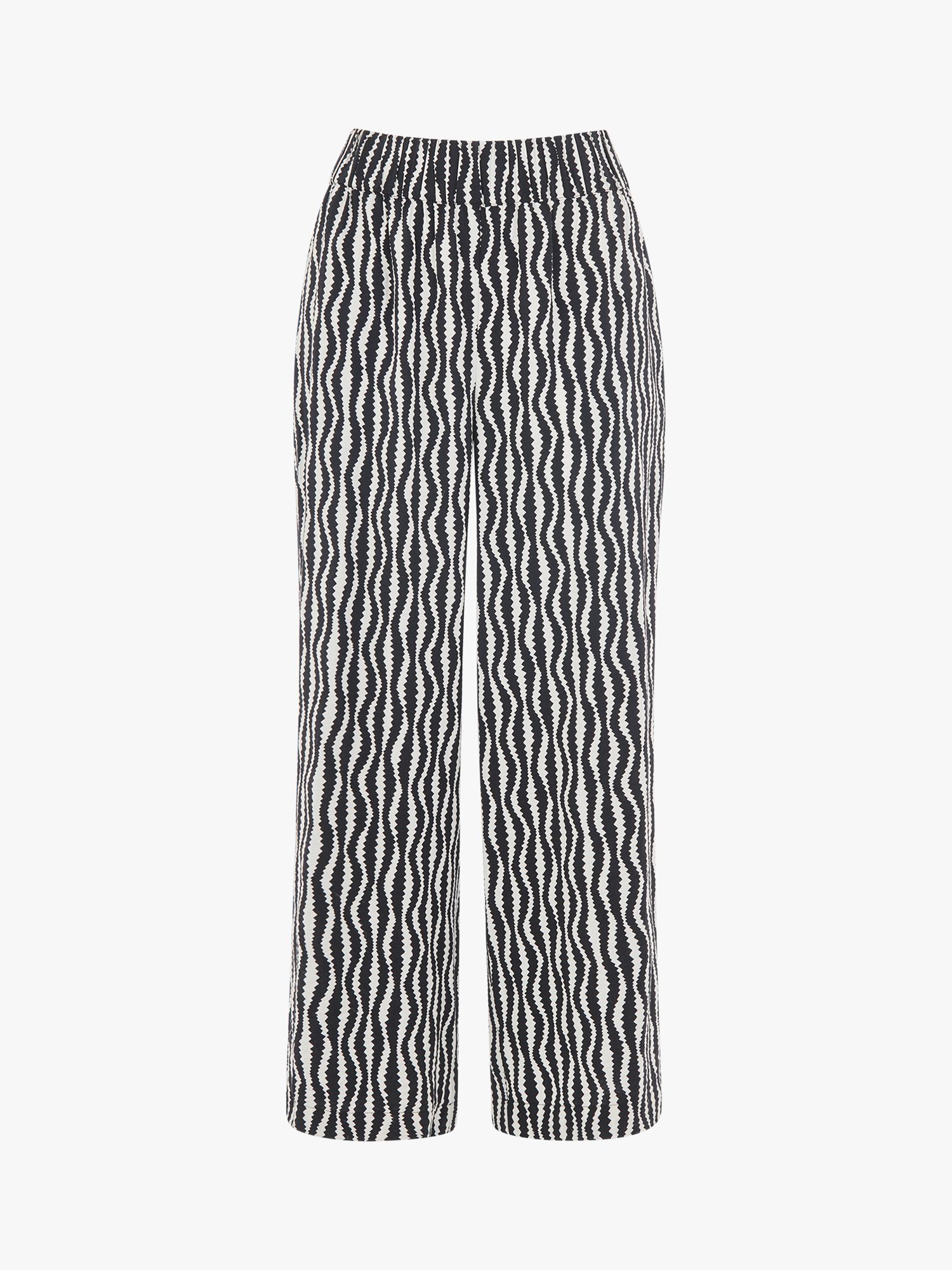 Whistles Optical Rope Cropped Trousers, Black/White at John Lewis & Partners