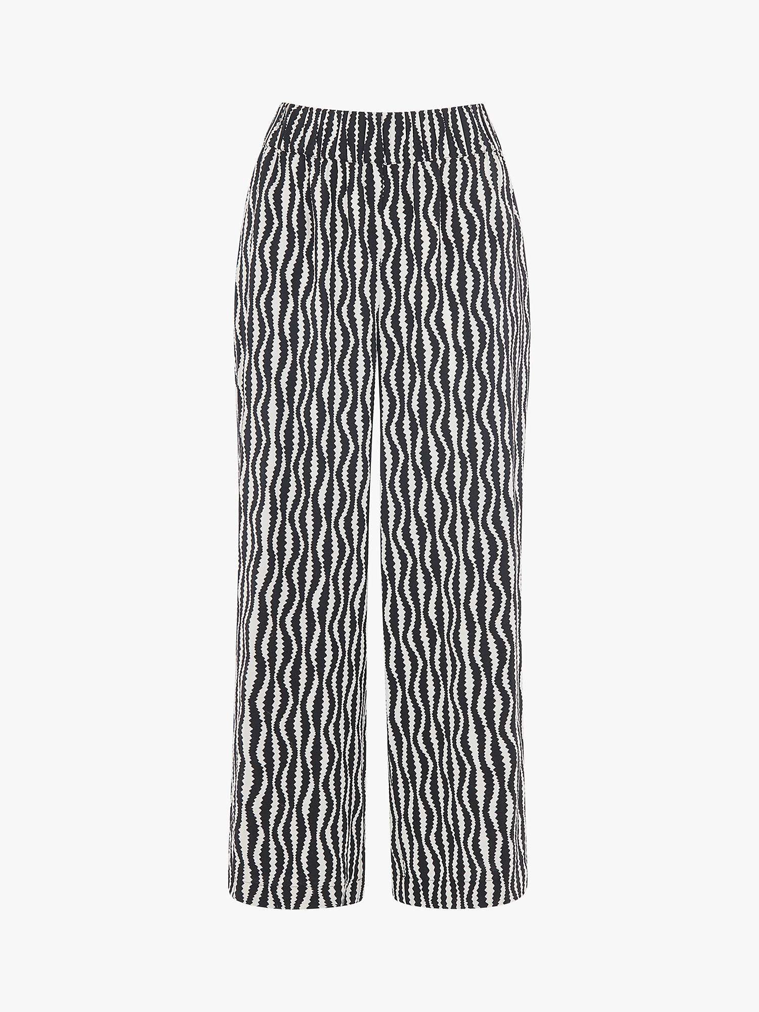 Whistles Optical Rope Cropped Trousers, Black/White at John Lewis ...
