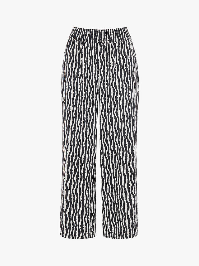 Whistles Optical Rope Cropped Trousers, Black/White