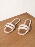 Mint Velvet Elora Whipstitch Plait Slider Sandals, White