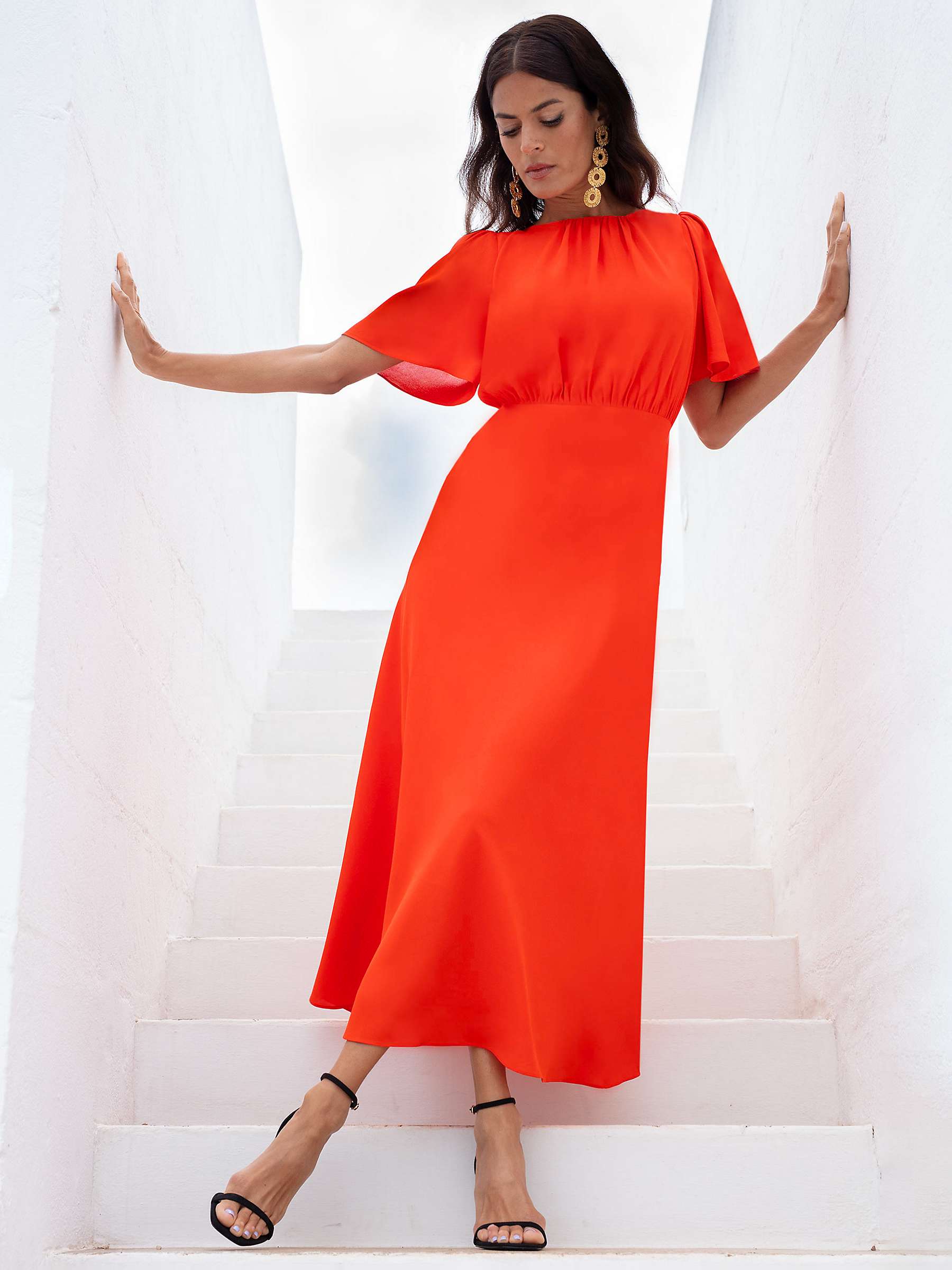Buy Ro&Zo Honor Bias Cut Midi Dress, Orange Online at johnlewis.com