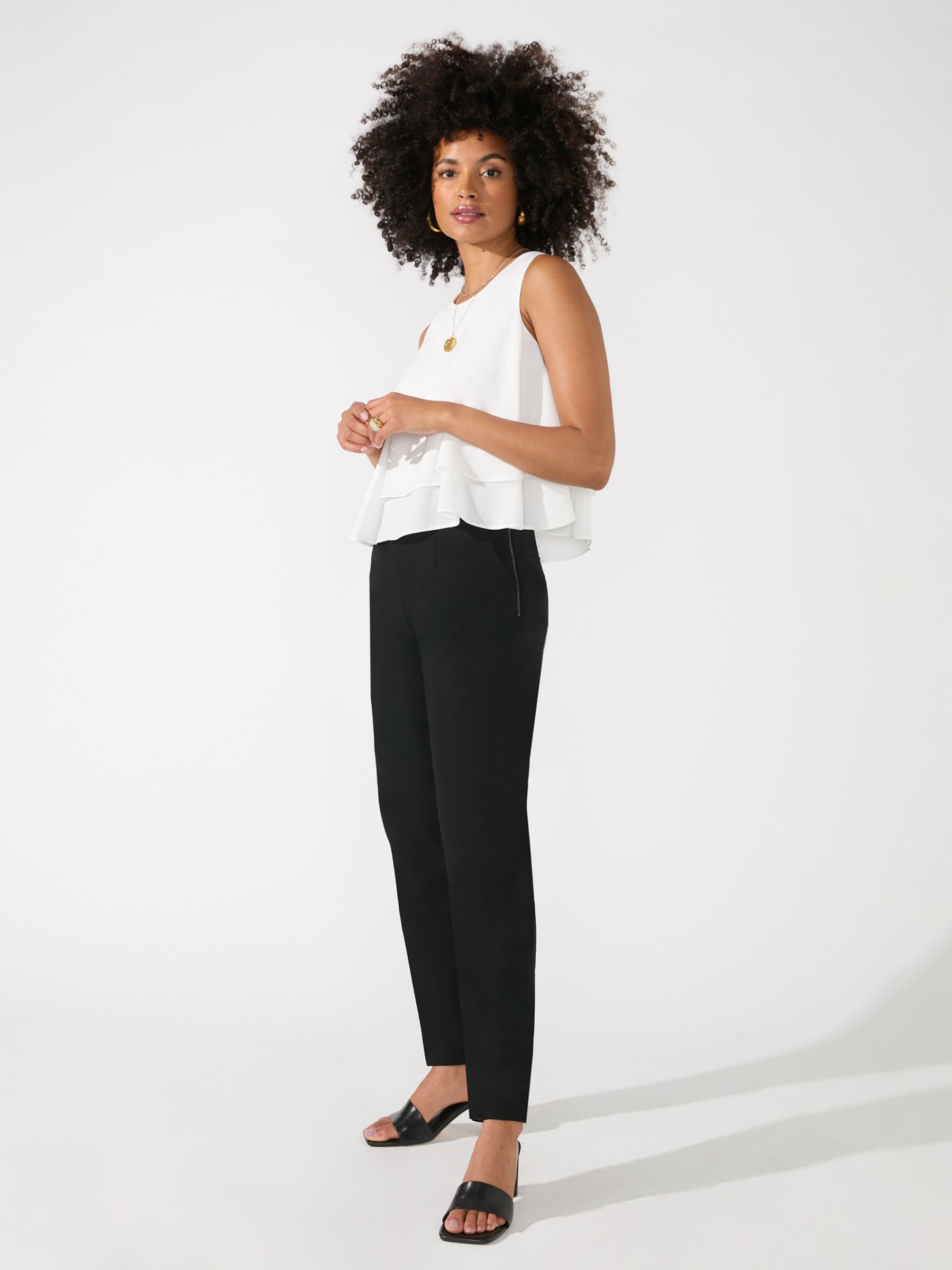 Ro&Zo Double Layer Shell Top, White at John Lewis & Partners