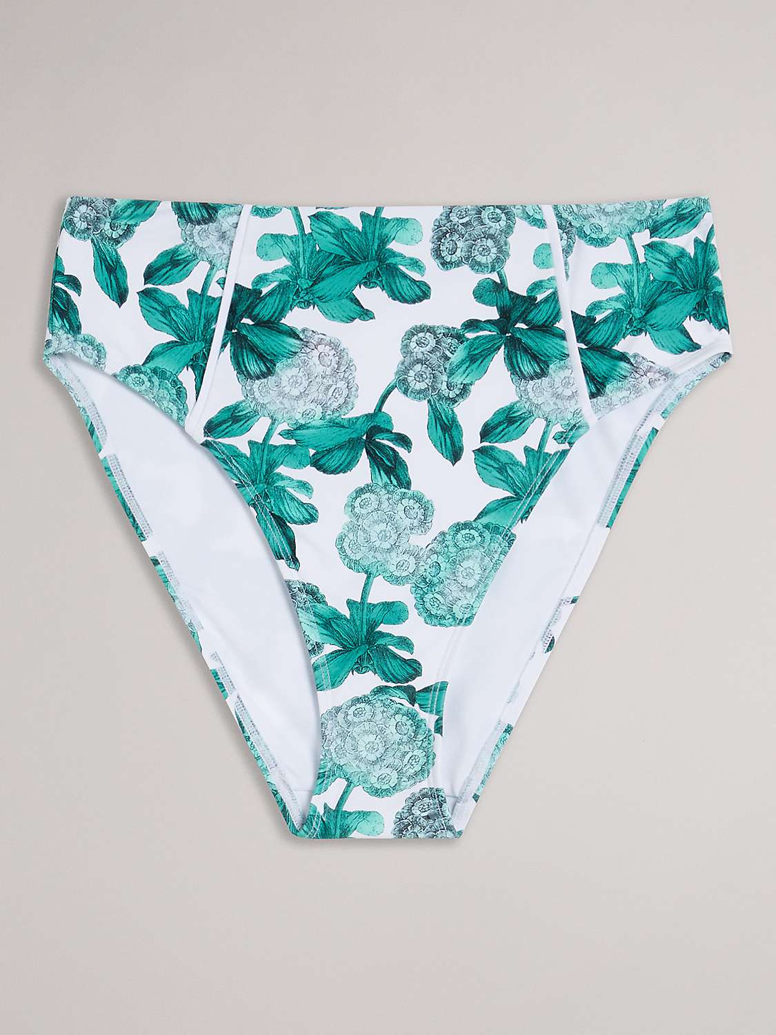 Buy Ted Baker Orellaa High Waisted Bikini Bottoms, White/Green Online at johnlewis.com