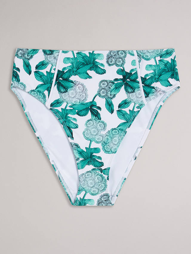 Ted Baker Orellaa High Waisted Bikini Bottoms, White/Green